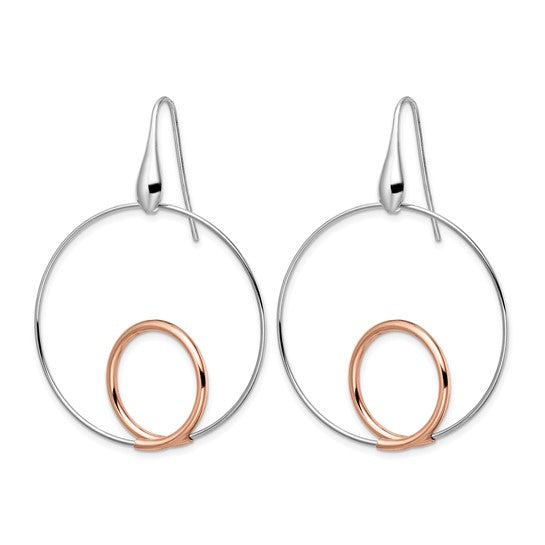 Leslie’s Sterling Silver Rhodium-Plated Rose-Tone Polished Dangle Earrings