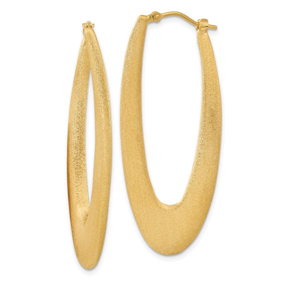 Affordable Expressions Sterling Silver Gold-Plated Elongated Brushed Oval Hoop Earrings – Made in Italy