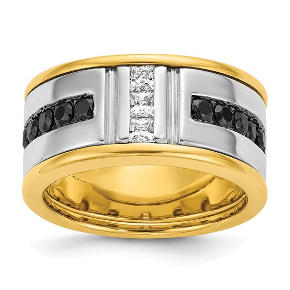 IBGoodman 14K Two-Tone Men's Diamond Ring – Black & White Diamonds – Size 10