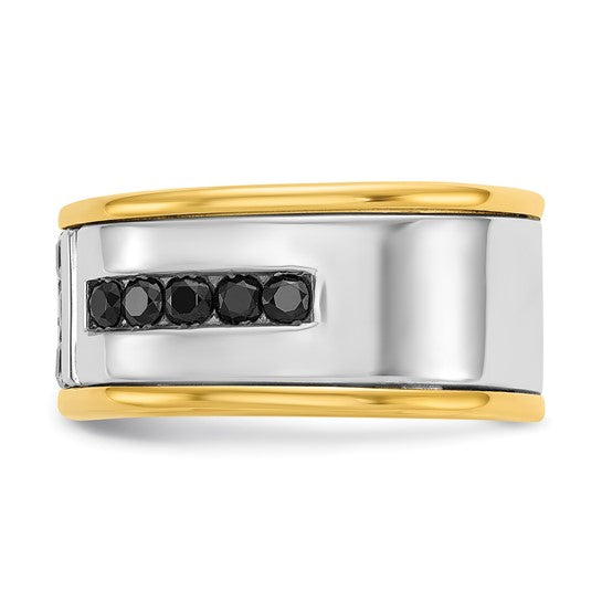 IBGoodman 14K Two-Tone Men's Diamond Ring – Black & White Diamonds – Size 10