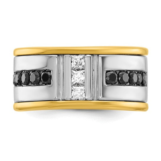 IBGoodman 14K Two-Tone Men's Diamond Ring – Black & White Diamonds – Size 10