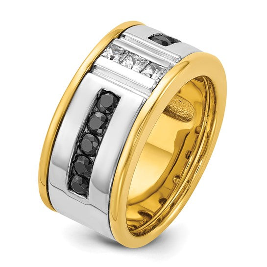 IBGoodman 14K Two-Tone Men's Diamond Ring – Black & White Diamonds – Size 10