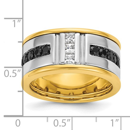 IBGoodman 14K Two-Tone Men's Diamond Ring – Black & White Diamonds – Size 10