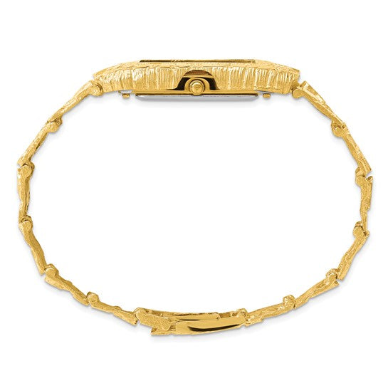 14k Gold Nugget Watch with Black Face Dial