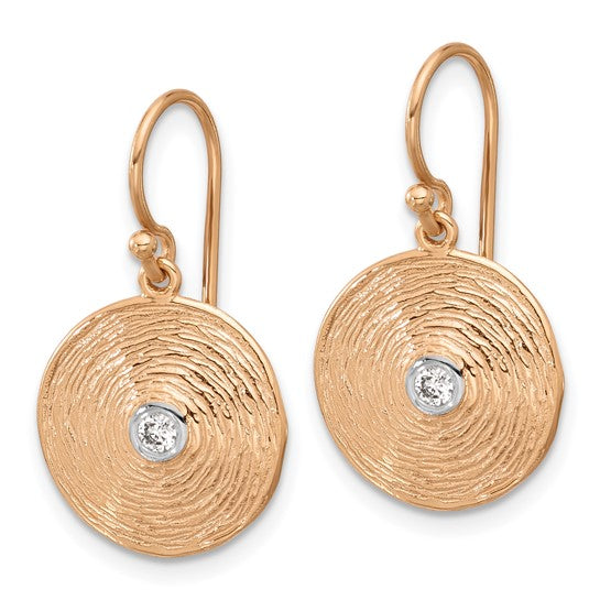 Herco 14K Rose Gold Diamond Swirl Circle Shephard Earrings
