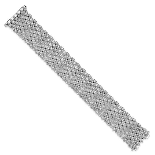 Sterling Shimmer Sterling Silver Rhodium-Plated CZ Mesh Bracelet – 6.75”