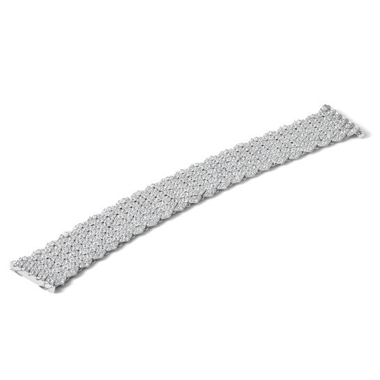 Sterling Shimmer Sterling Silver Rhodium-Plated CZ Mesh Bracelet – 6.75”