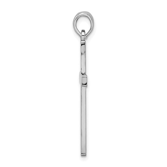 De-Ani Sterling Silver Rhodium-Plated Polished Front Textured Back Latin Cross Pendant