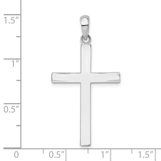 De-Ani Sterling Silver Rhodium-Plated Polished Front Textured Back Latin Cross Pendant