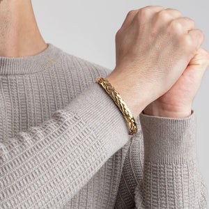 Men’s 14K Gold Woven Bold Half Round Bracelet
