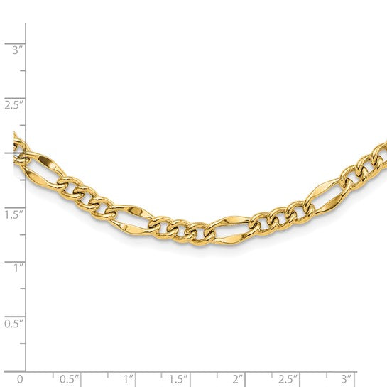 14k Gold 6.7mm Figaro Chain, 24.5 inches long