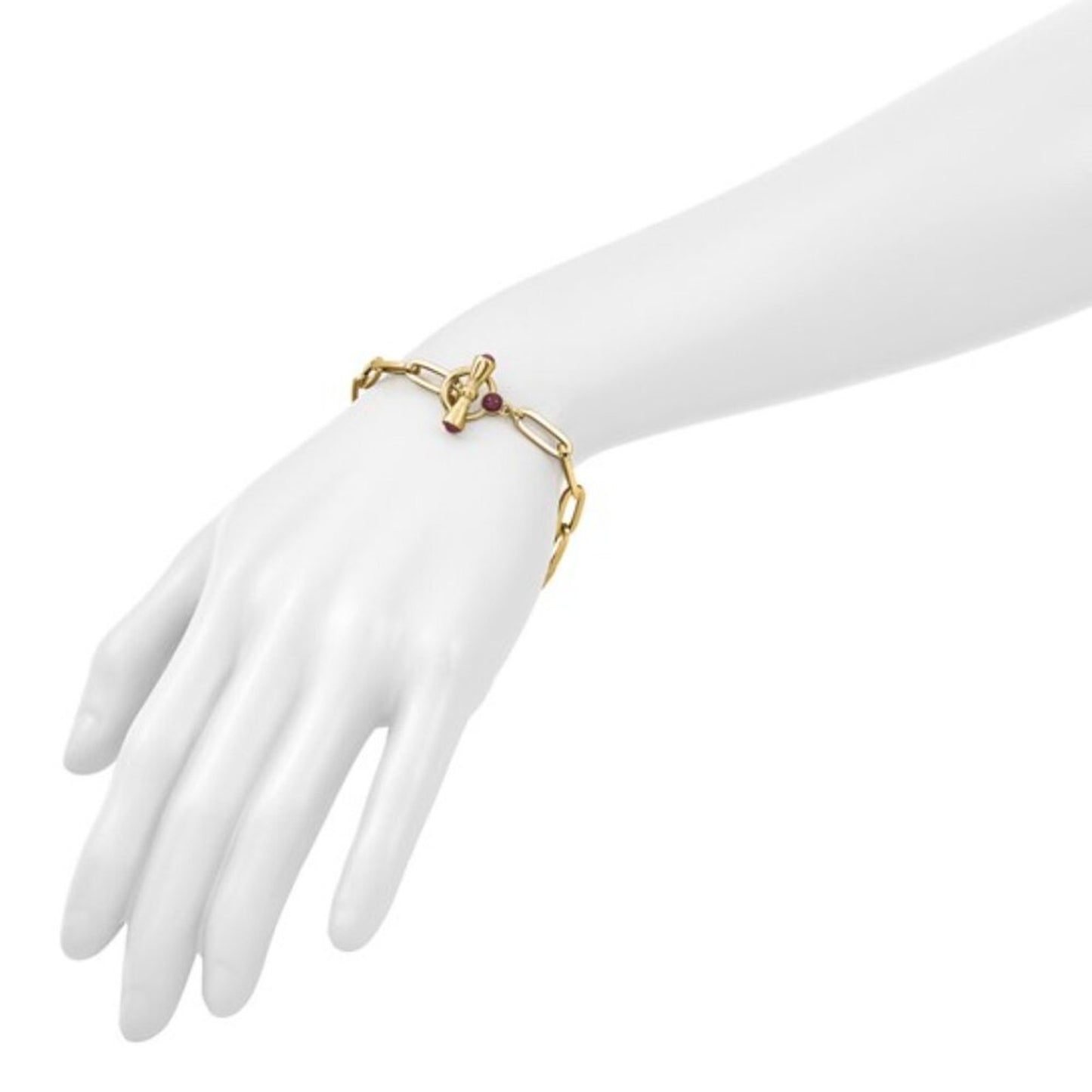 Elevate Your Wrist Game: Herco 14K Gold Ruby Paperclip Bracelet