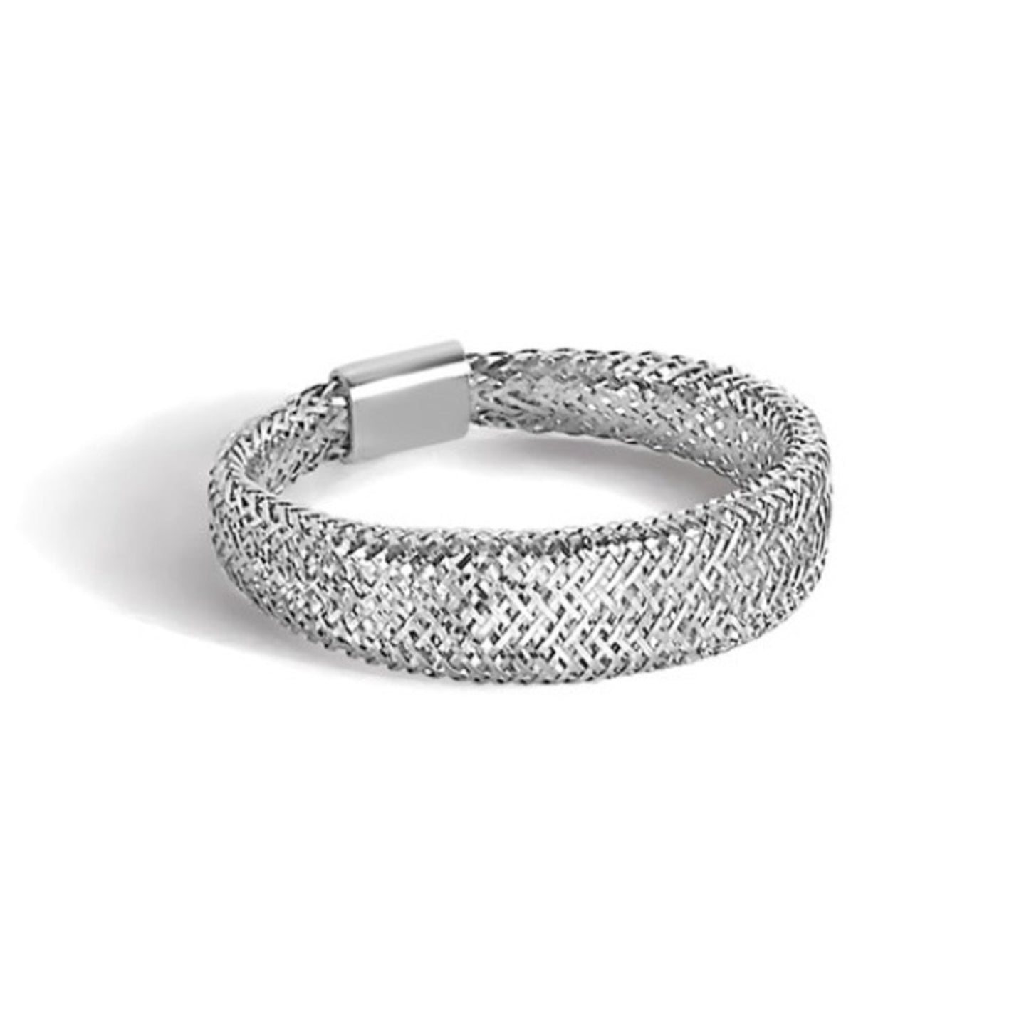 Leslie's 14k White Gold Mesh Tapered Stretch Ring – Italian Design