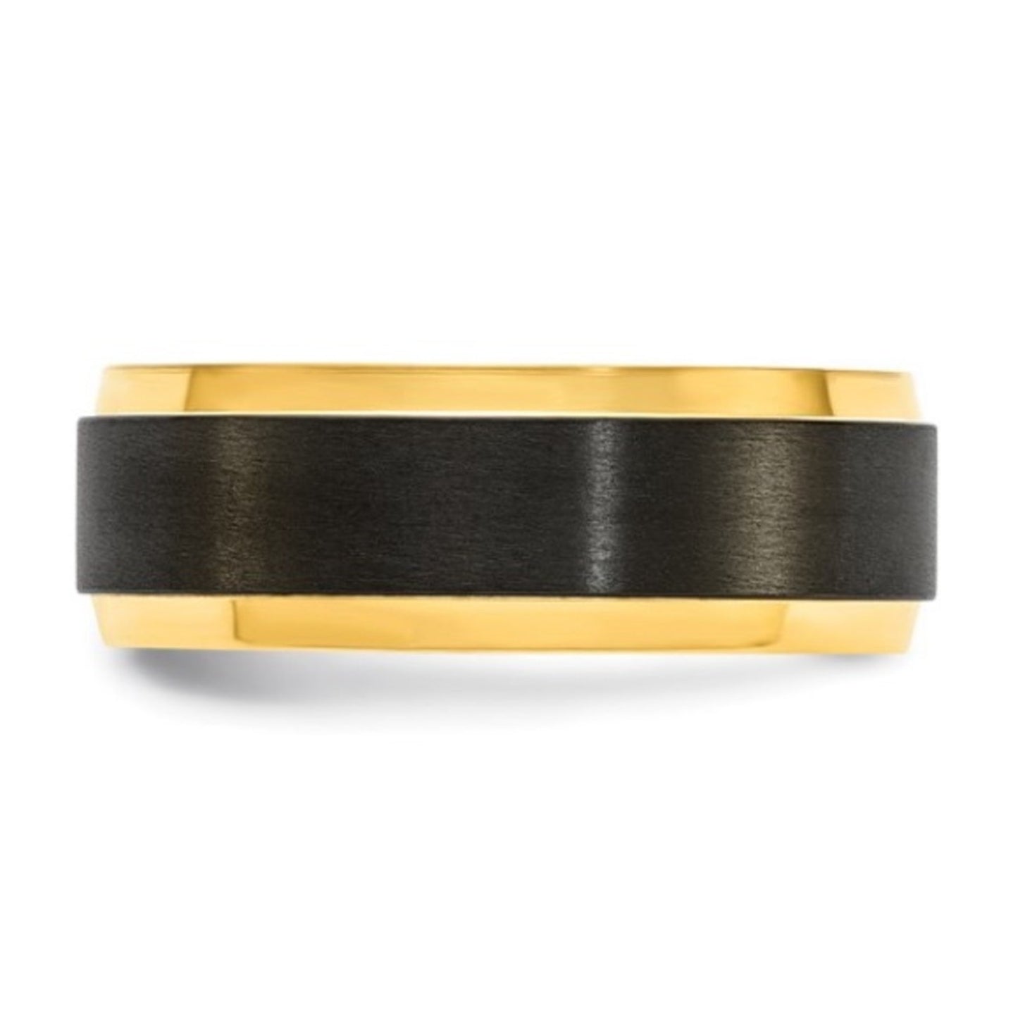 Chisel Black Zirconium & Gold IP-Plated 8mm Wedding Band - Two tone