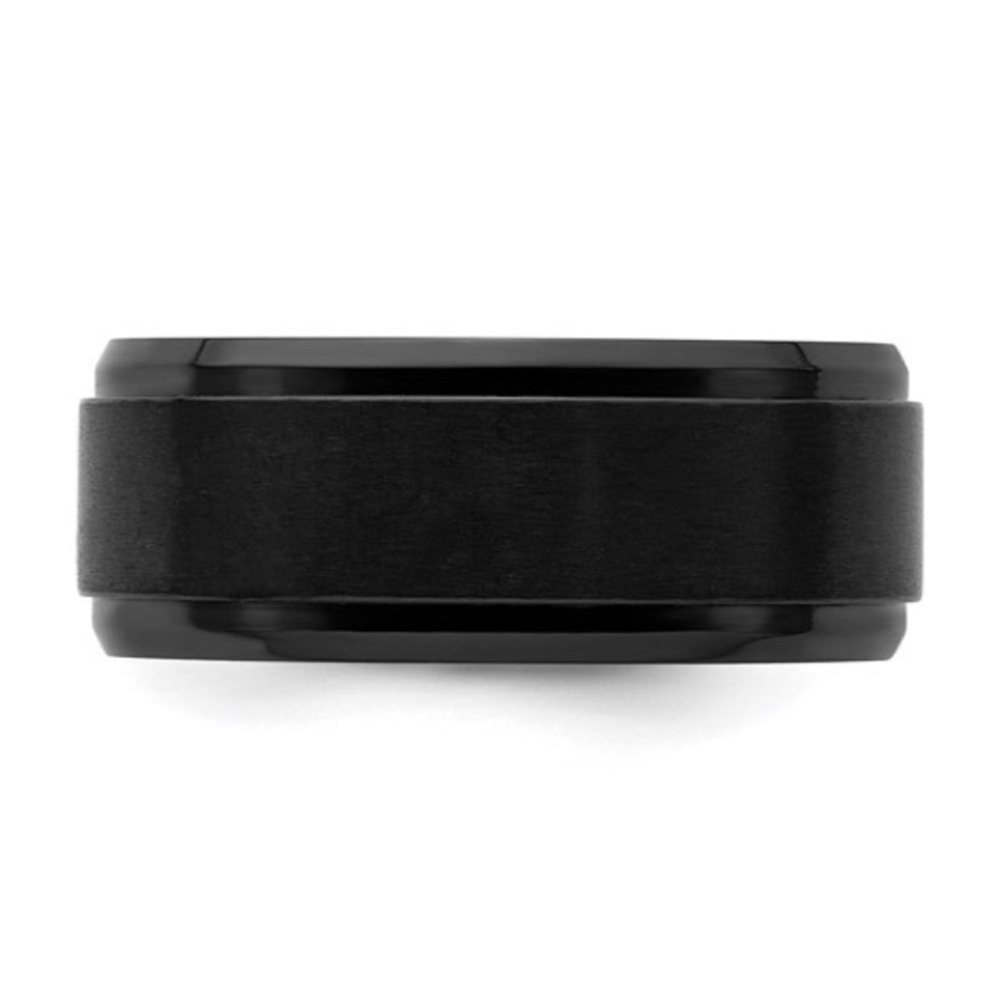 Chisel Black Zirconium 9mm Beveled Wedding Band - Brushed & Polished