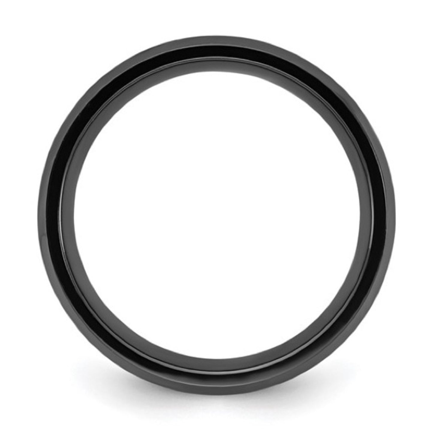 Chisel Black Zirconium 8mm Band - Polished w/ Carbon Fiber Inlay