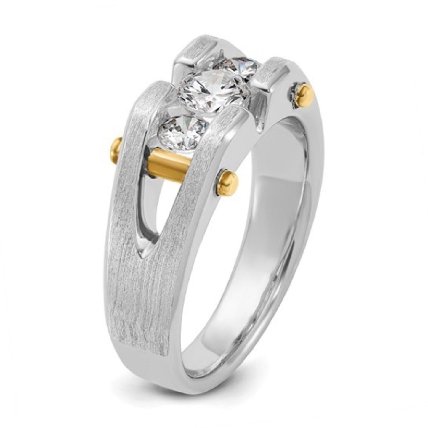 IBGoodman 14K Two-Tone Men’s 3-Stone Diamond Ring (0.776 CTW, Lab Grown)