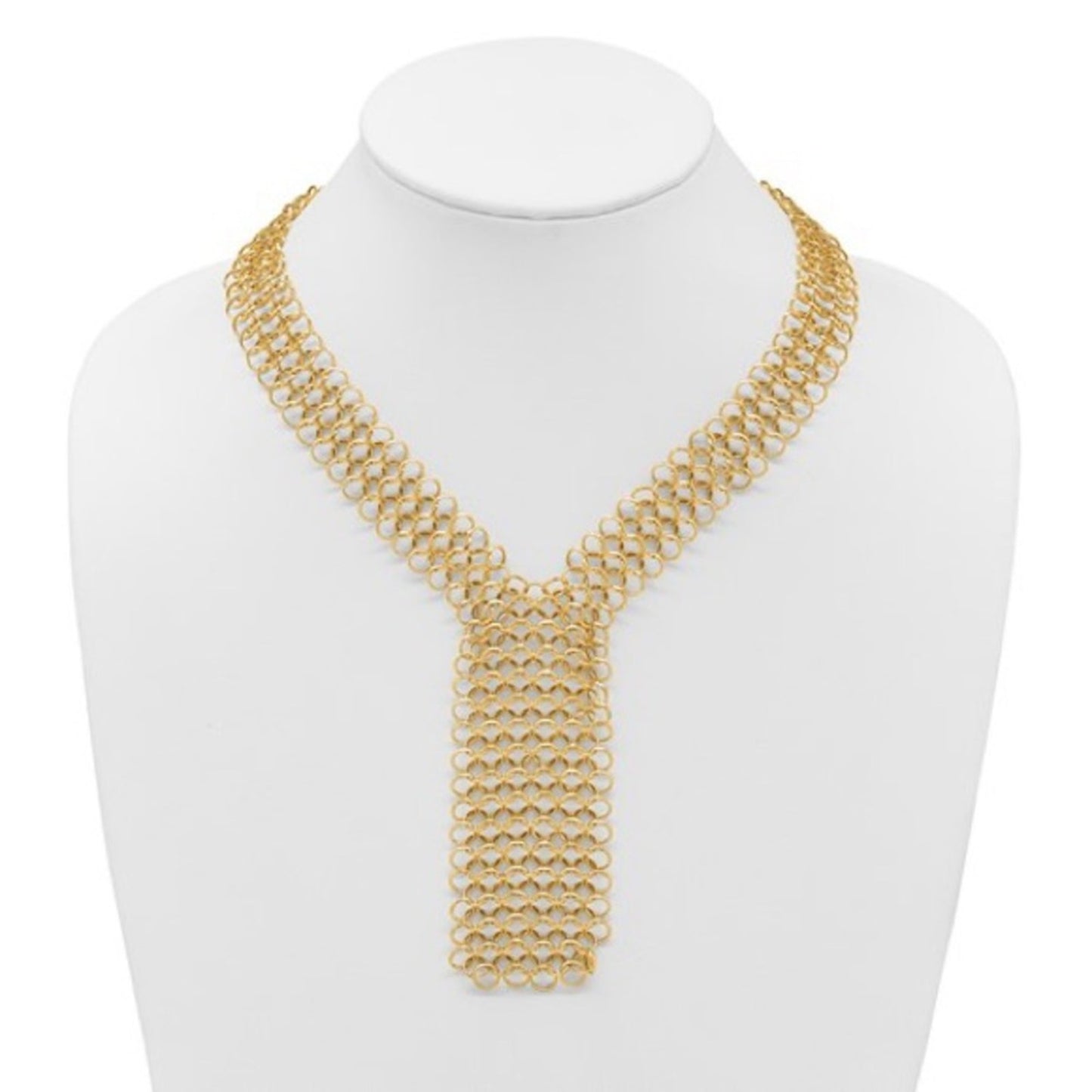 Herco 14K Yellow Gold Polished Fancy Circle Tie Necklace – 18”- Made in Italy