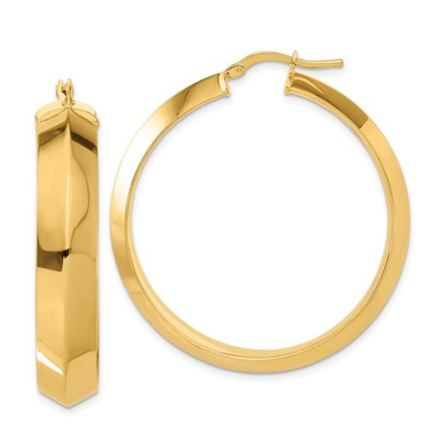Polished Bronze Round Hoop Earrings – Classic 35mm Lightweight Hoops