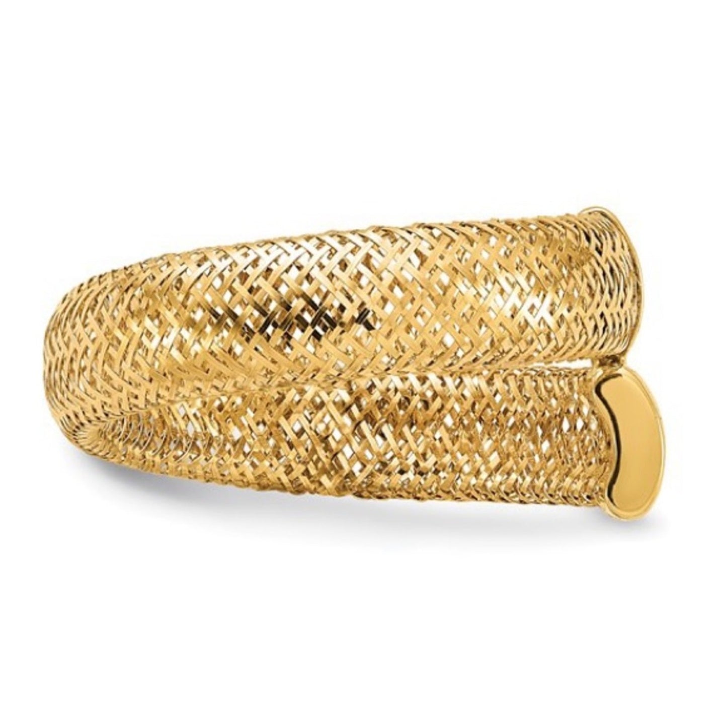 Leslie's 14k Yellow Gold Mesh Bypass Stretch Ring – Flexible Italian Design