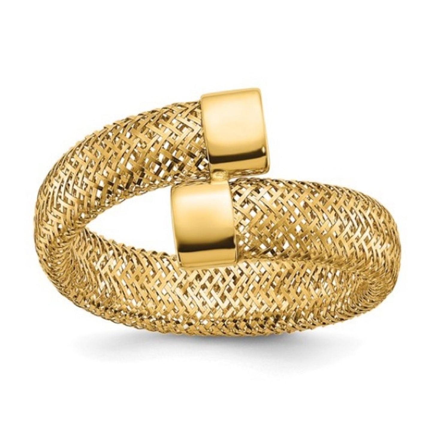 Leslie's 14k Yellow Gold Mesh Bypass Stretch Ring – Flexible Italian Design