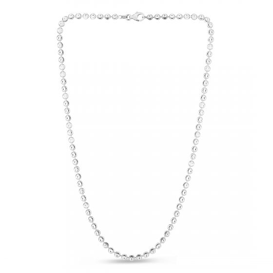 Sterling Silver 4mm Moon-cut Bead 18 inch Chain