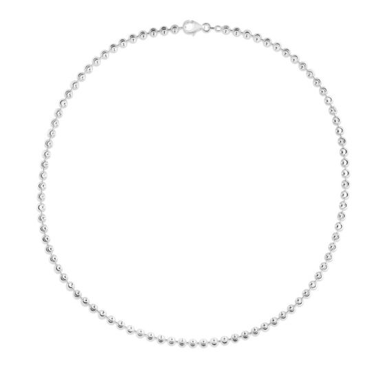 Sterling Silver 4mm Moon-cut Bead 18 inch Chain