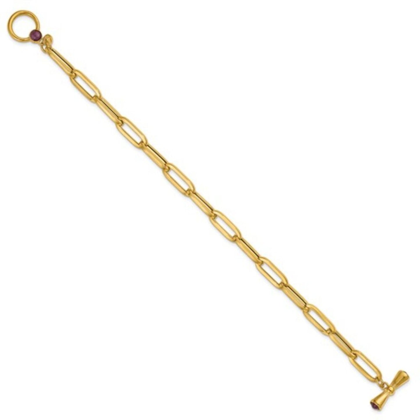 Elevate Your Wrist Game: Herco 14K Gold Ruby Paperclip Bracelet