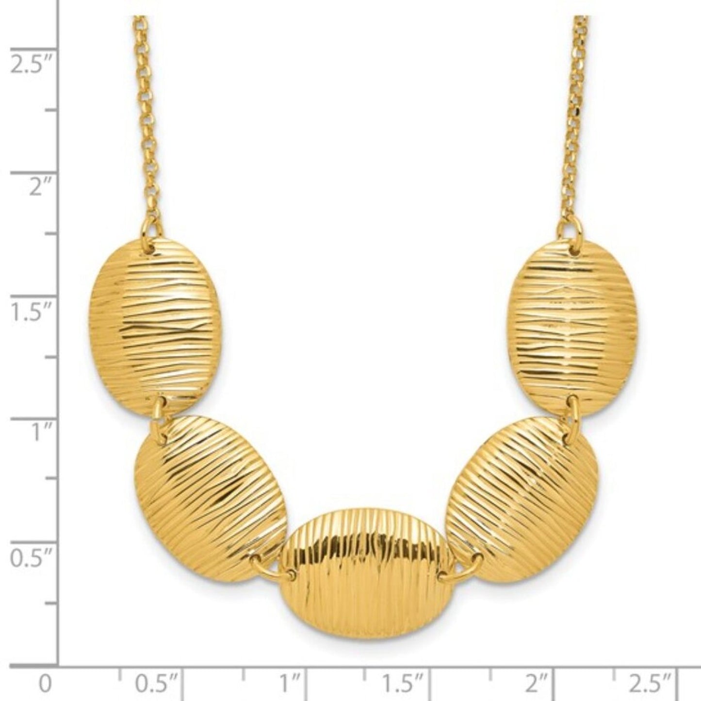 Leslie's Italian Sterling Silver Gold-Tone Textured Oval Necklace