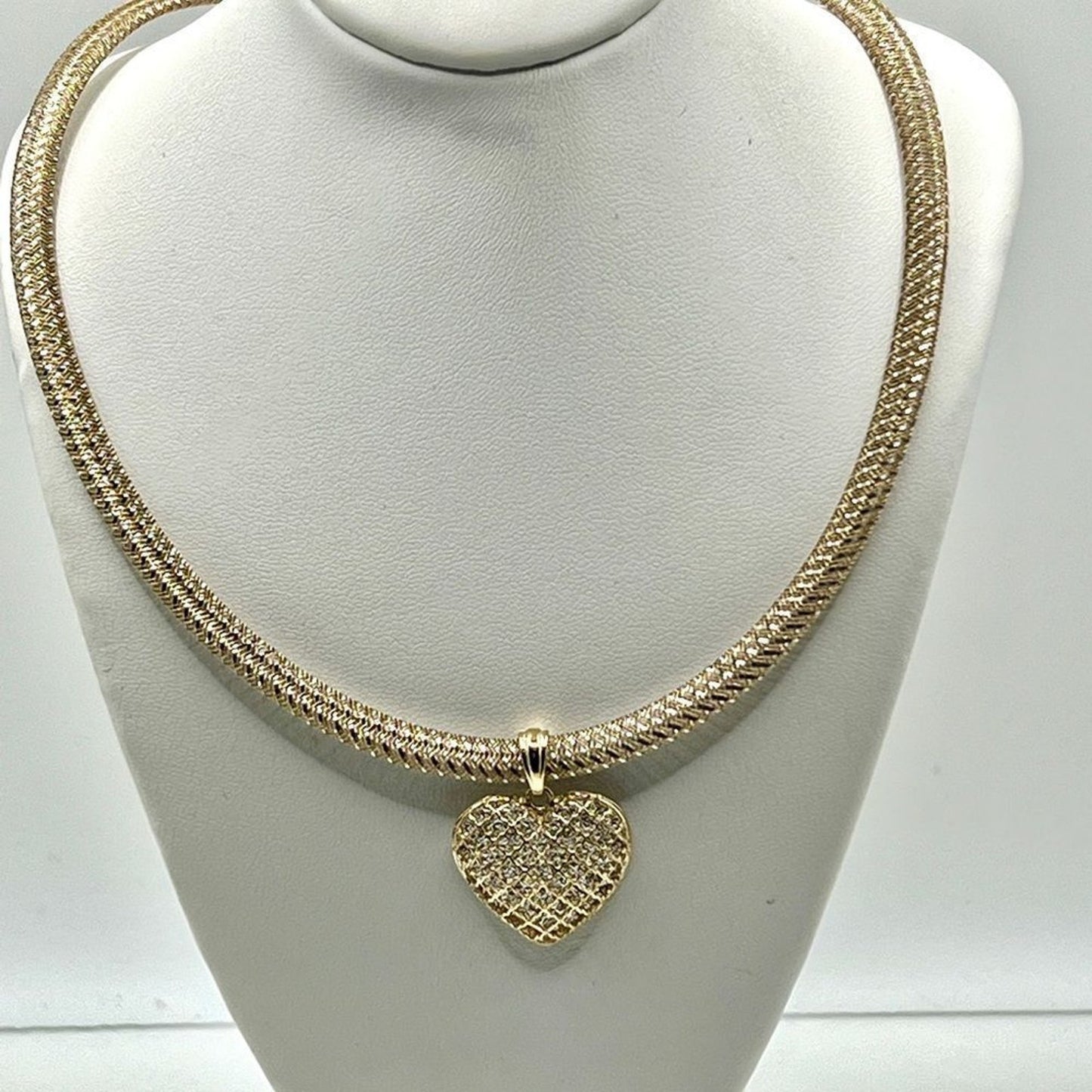 14k two tone gold necklace with 14k gold heart