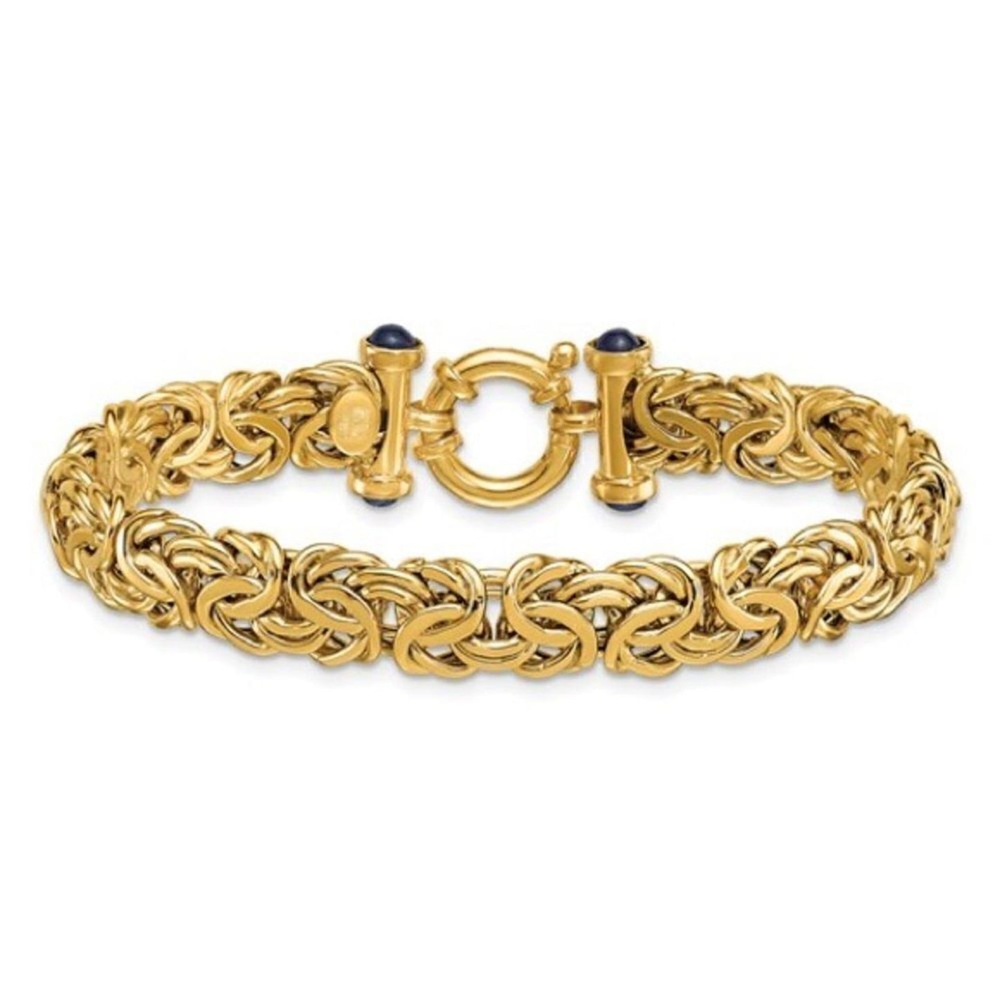 18k Gold Byzantine Bracelet with Sapphires: 7.5 inches long. Made in Italy