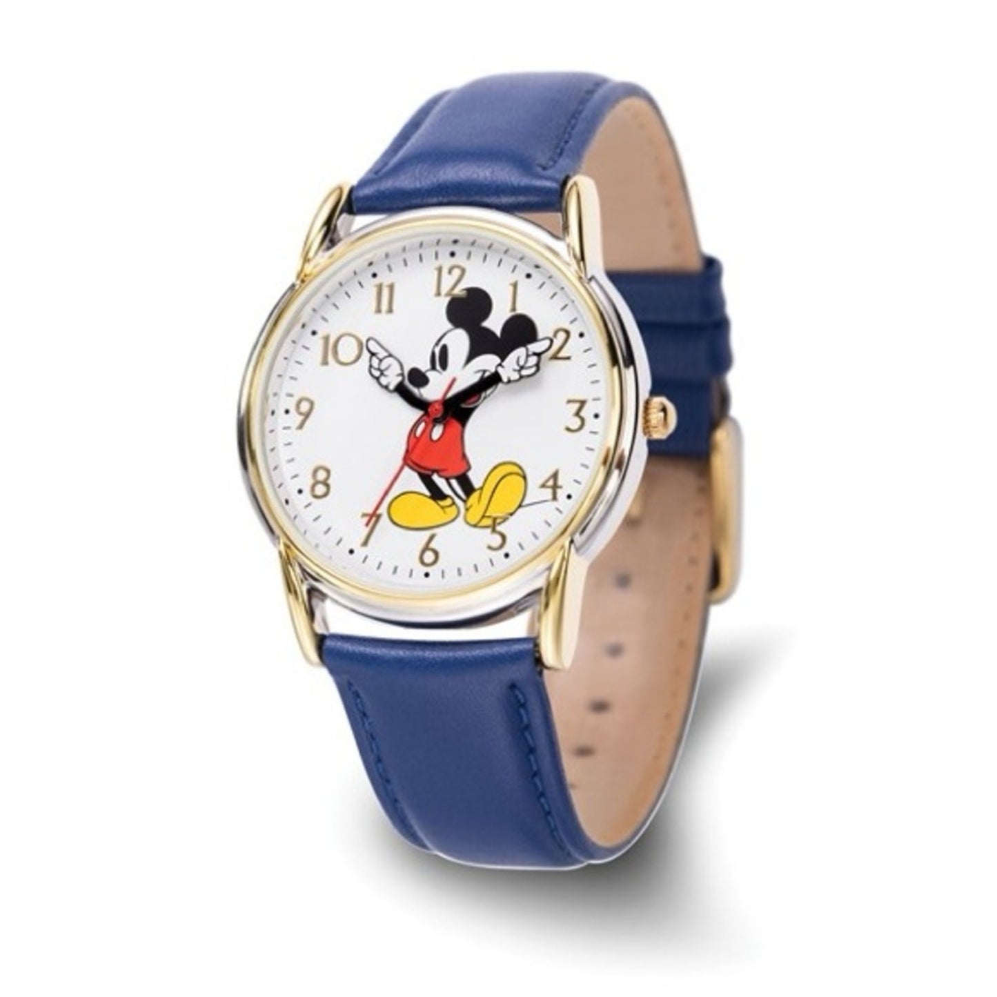 New Disney Mickey Mouse Men's Silver Cardiff Alloy Blue Leather Watch