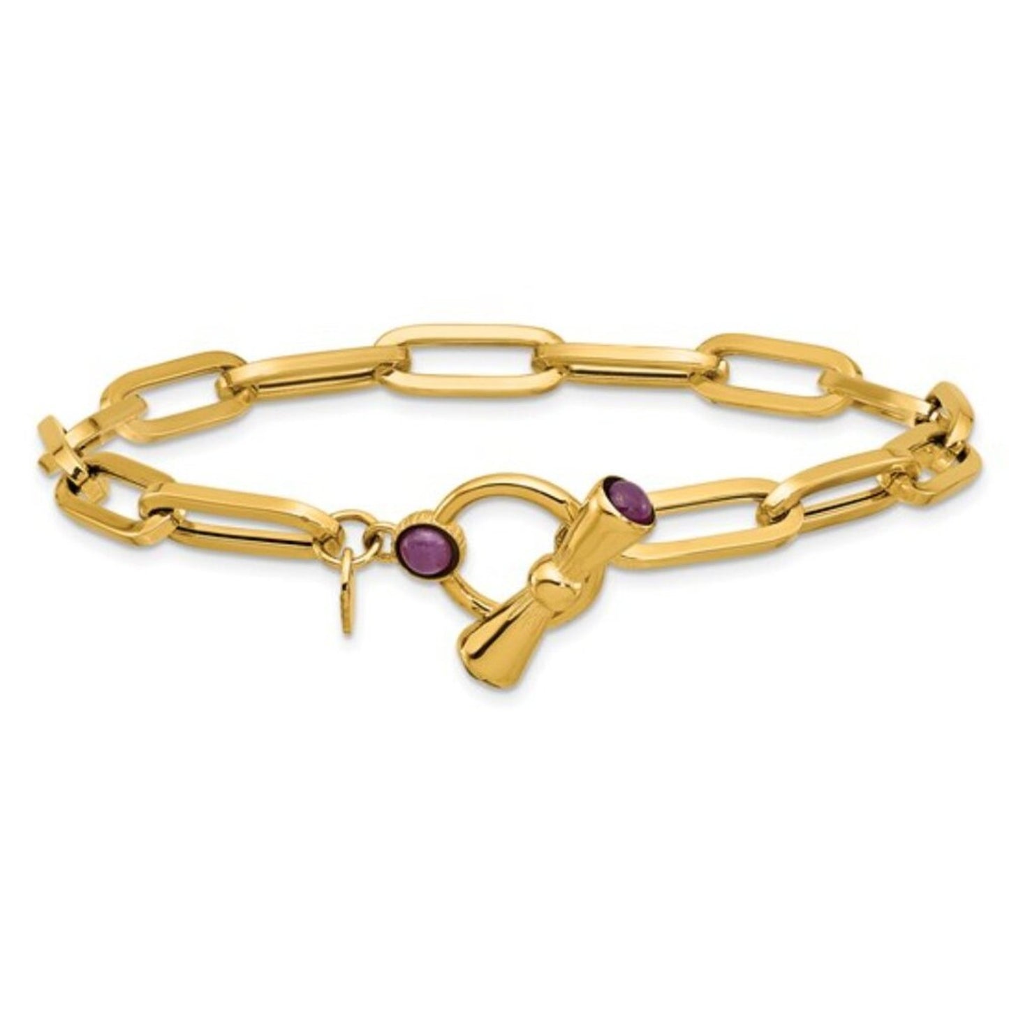 Elevate Your Wrist Game: Herco 14K Gold Ruby Paperclip Bracelet
