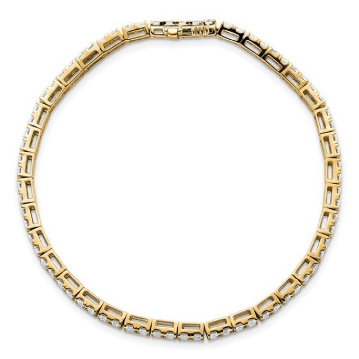 14K Yellow Gold 7ct Lab-Grown Diamond Tennis Bracelet – Bezel Set, 7"