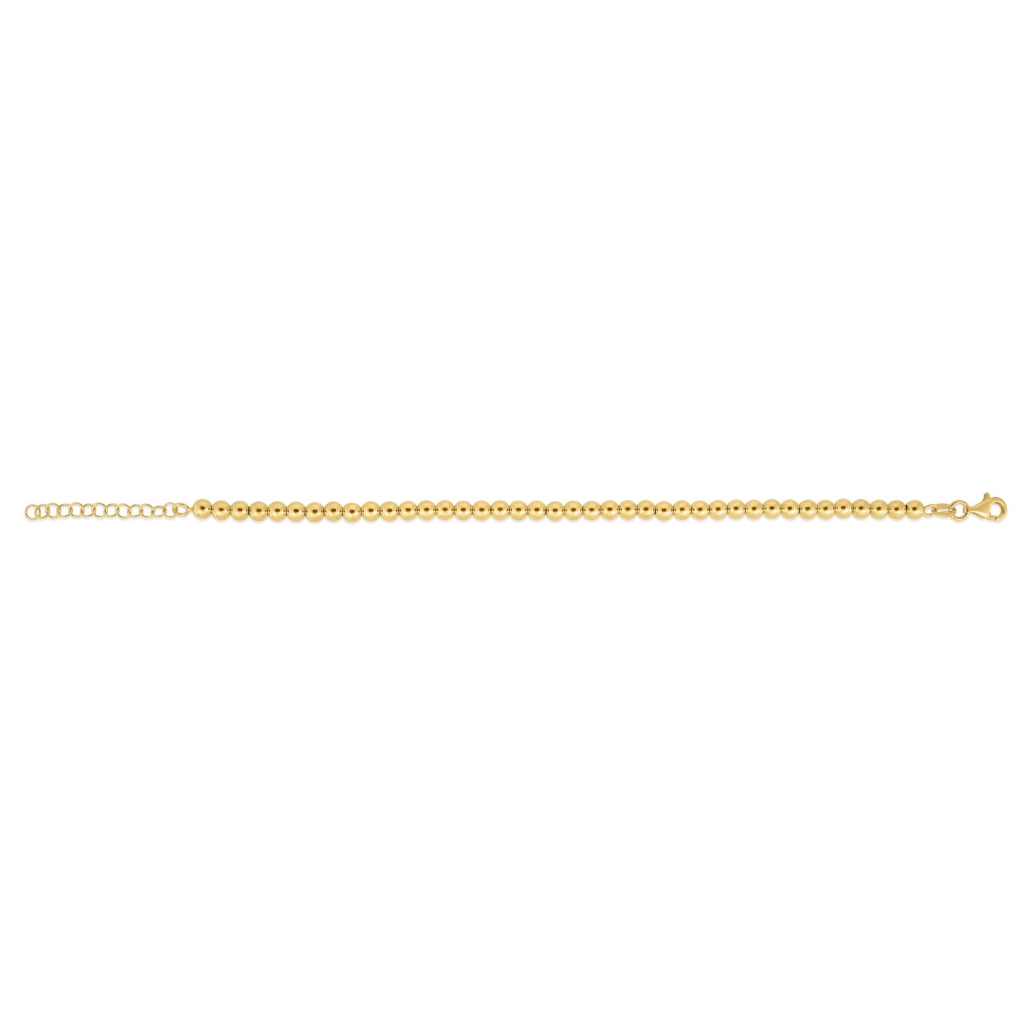 14K Gold 4mm Bead Chain Bracelet with Adjustable Length and Polished Finish