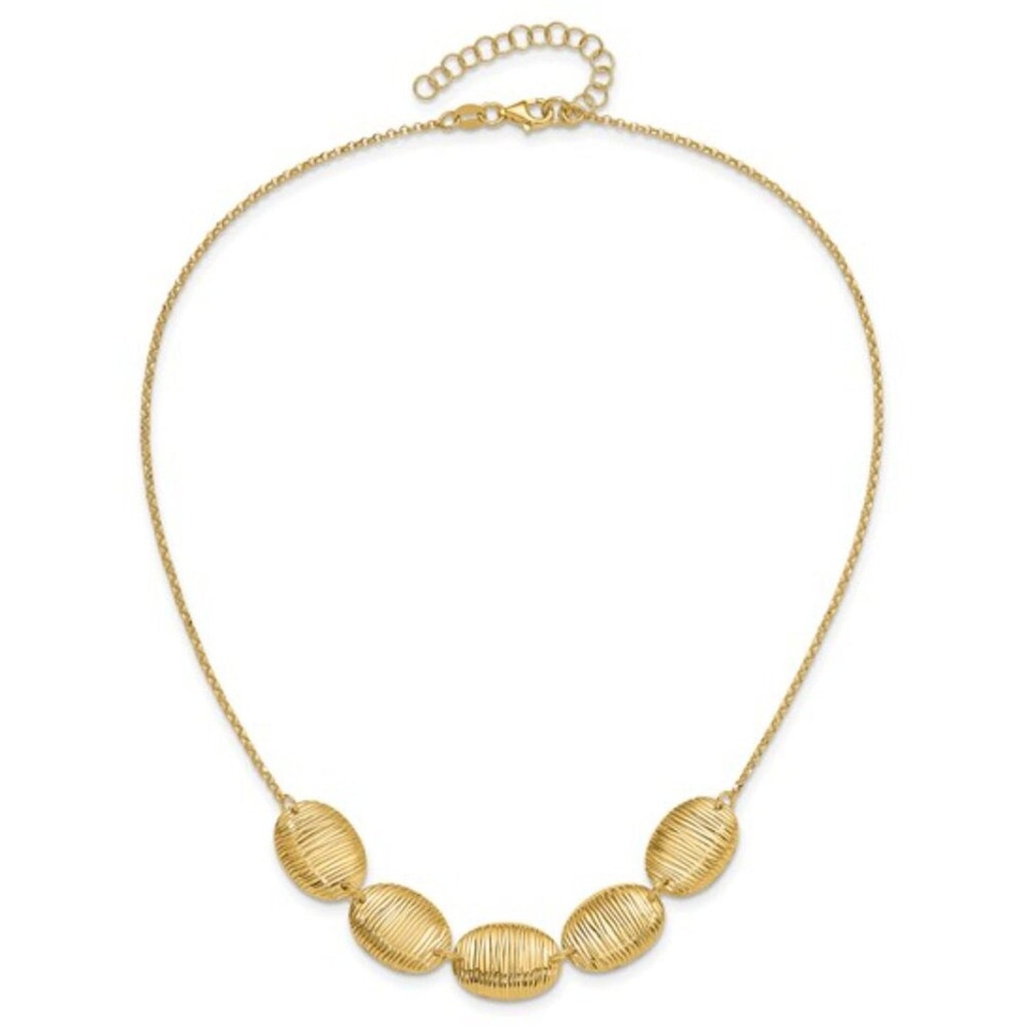 Leslie's Italian Sterling Silver Gold-Tone Textured Oval Necklace