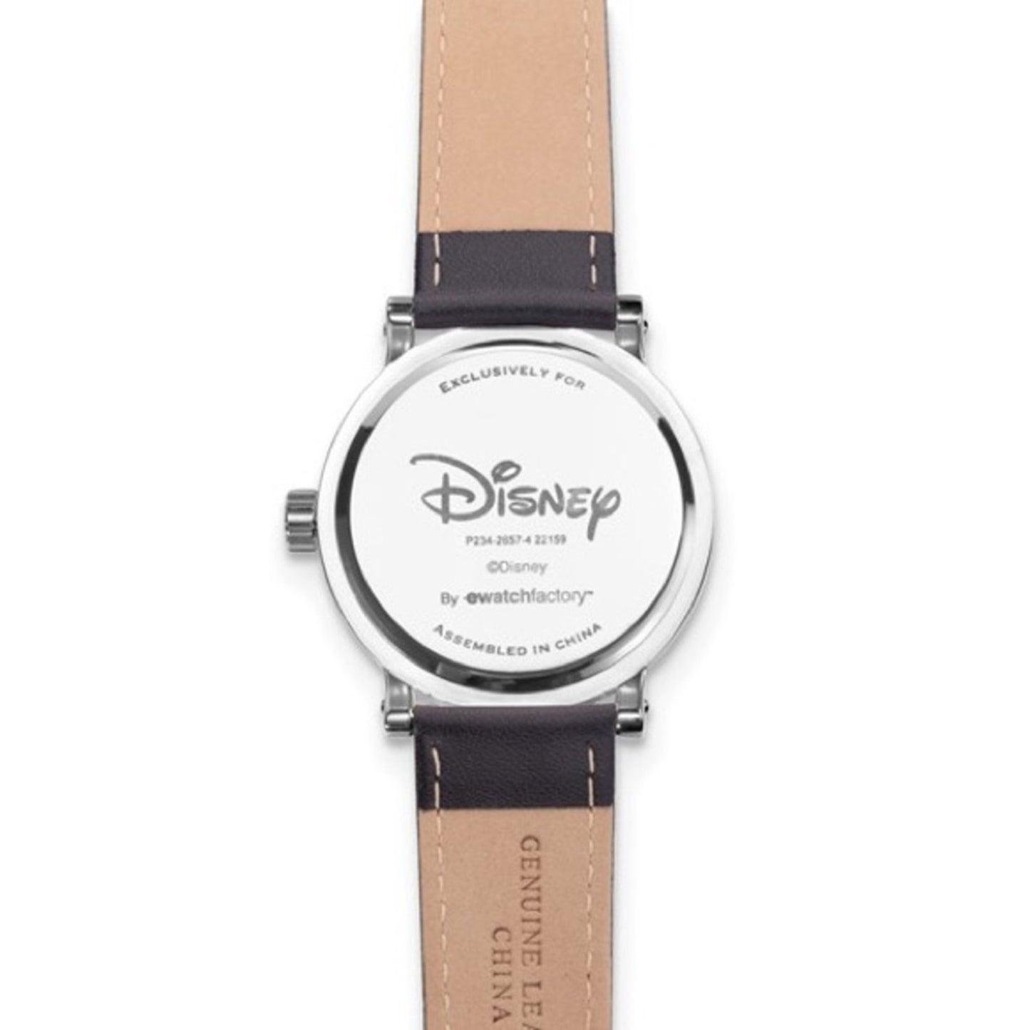 Disney Adult Mickey Mouse with Moving Hands Black Leather Band Watch