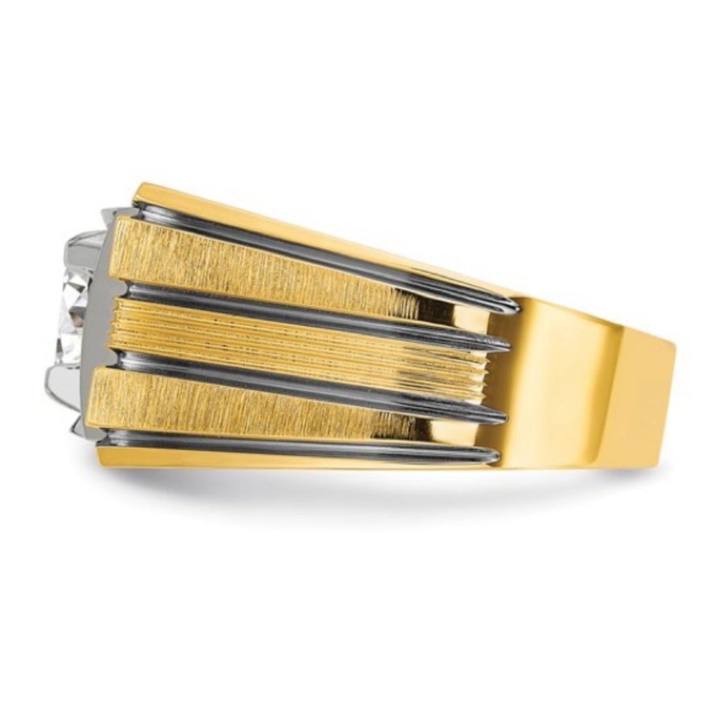 14K Two-Tone Men’s Ring w/ Black Rhodium & 1 CT Lab-Grown Diamond – VS+ F+