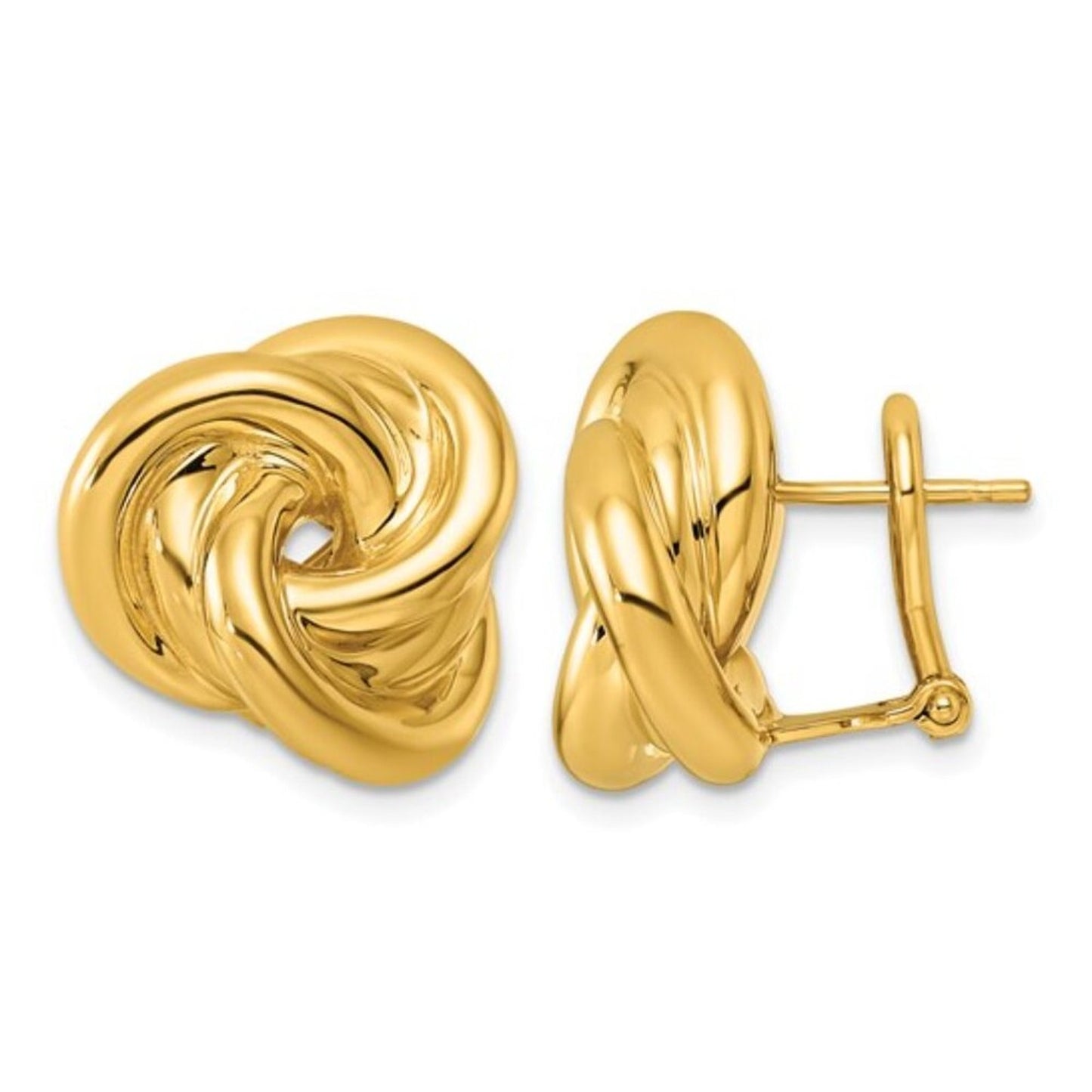 Herco 14K Yellow Gold Polished Love Knot Omega Back Earrings - Italy