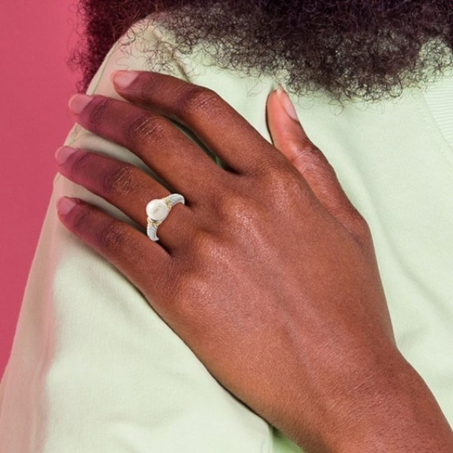 Shey Couture Sterling Silver & 14K Gold Accent Freshwater Pearl Ring