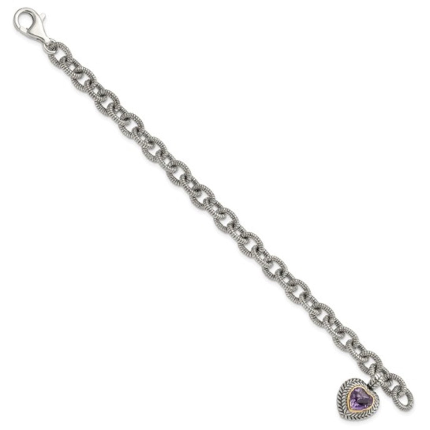 Shey Couture Antiqued Amethyst Heart Link Bracelet