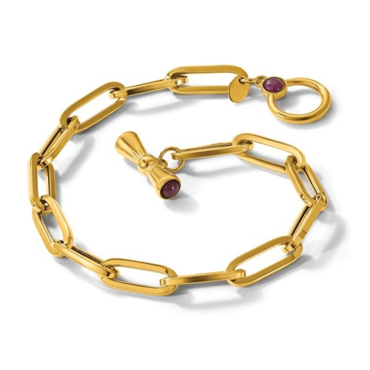 Elevate Your Wrist Game: Herco 14K Gold Ruby Paperclip Bracelet