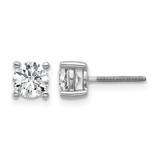 Solid 14K White Gold 1ctw Colorless Lab Diamond Studs VS+ F+ ScrewbacK