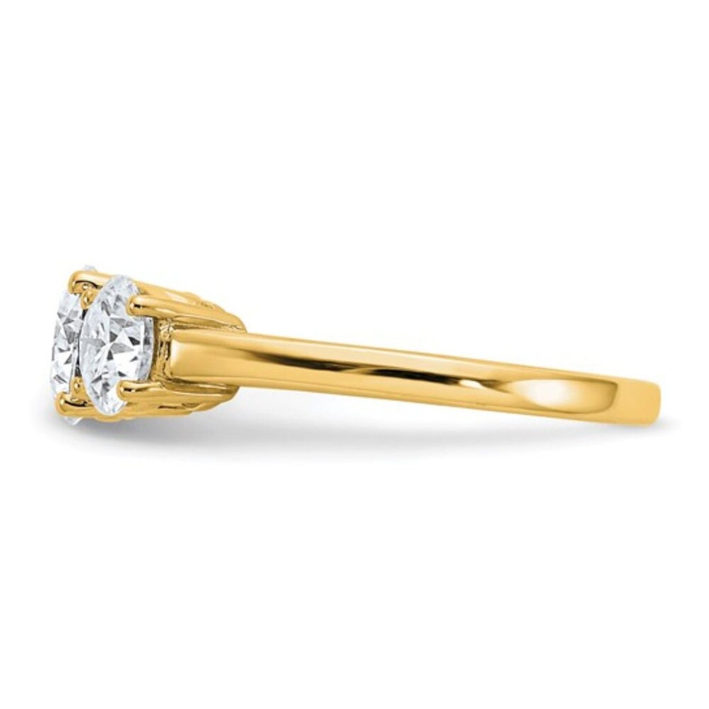 14K Yellow Gold 2.2 CT TRUE Light Moissanite Three Stone Engagement Ring
