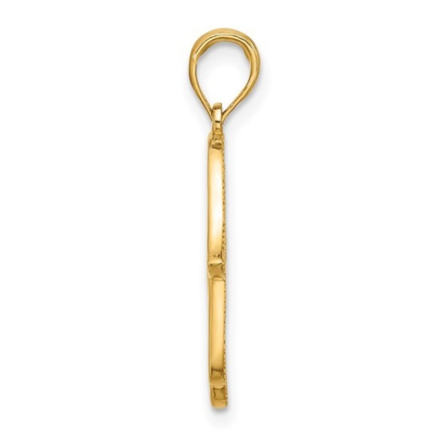 14k Yellow Gold Fancy Hamsa Charm Pendant – 25mm Detailed Protection Symbol