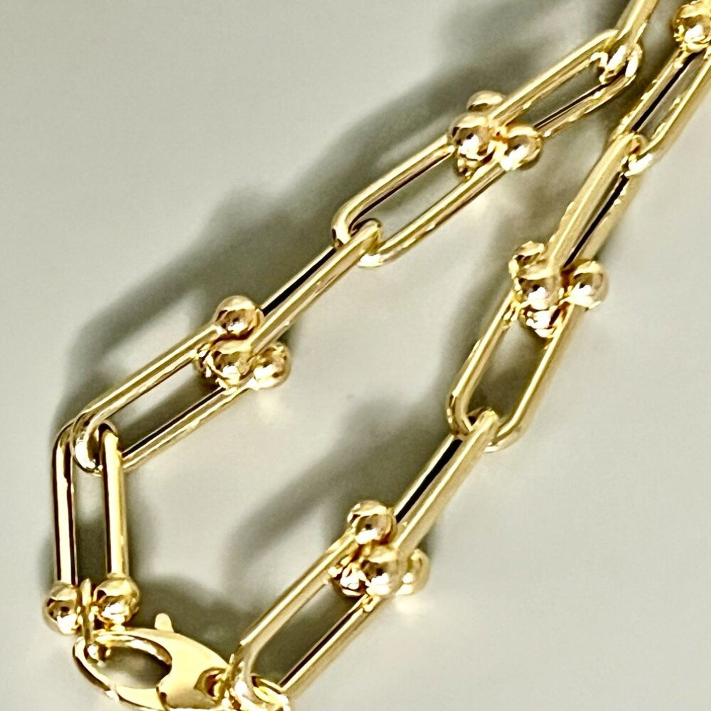 New 14K Gold Polished Fancy Open Link Necklace, By Leslies Jewelry