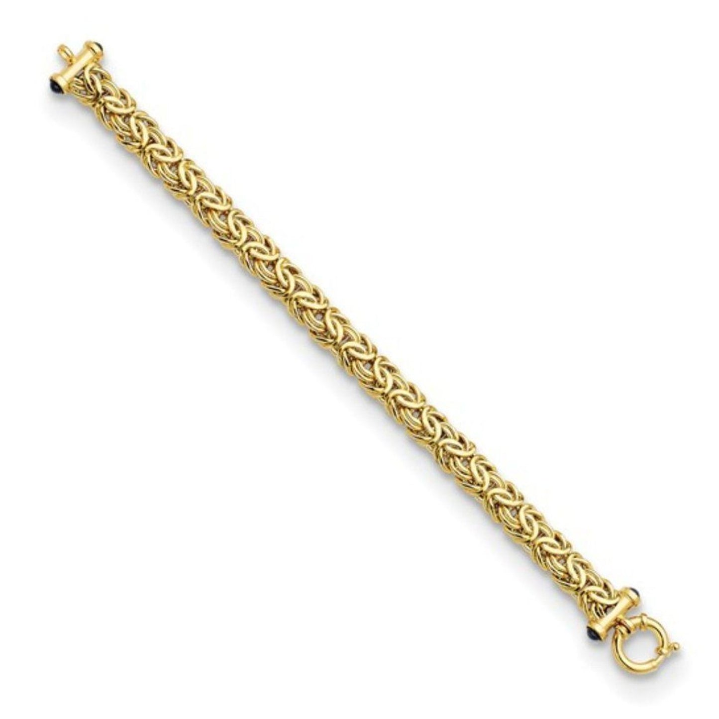 18k Gold Byzantine Bracelet with Sapphires: 7.5 inches long. Made in Italy