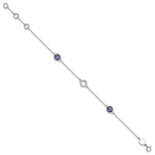 Sterling Silver White Ice Diamond and Amethyst Bracelet: An Elegant Accessory