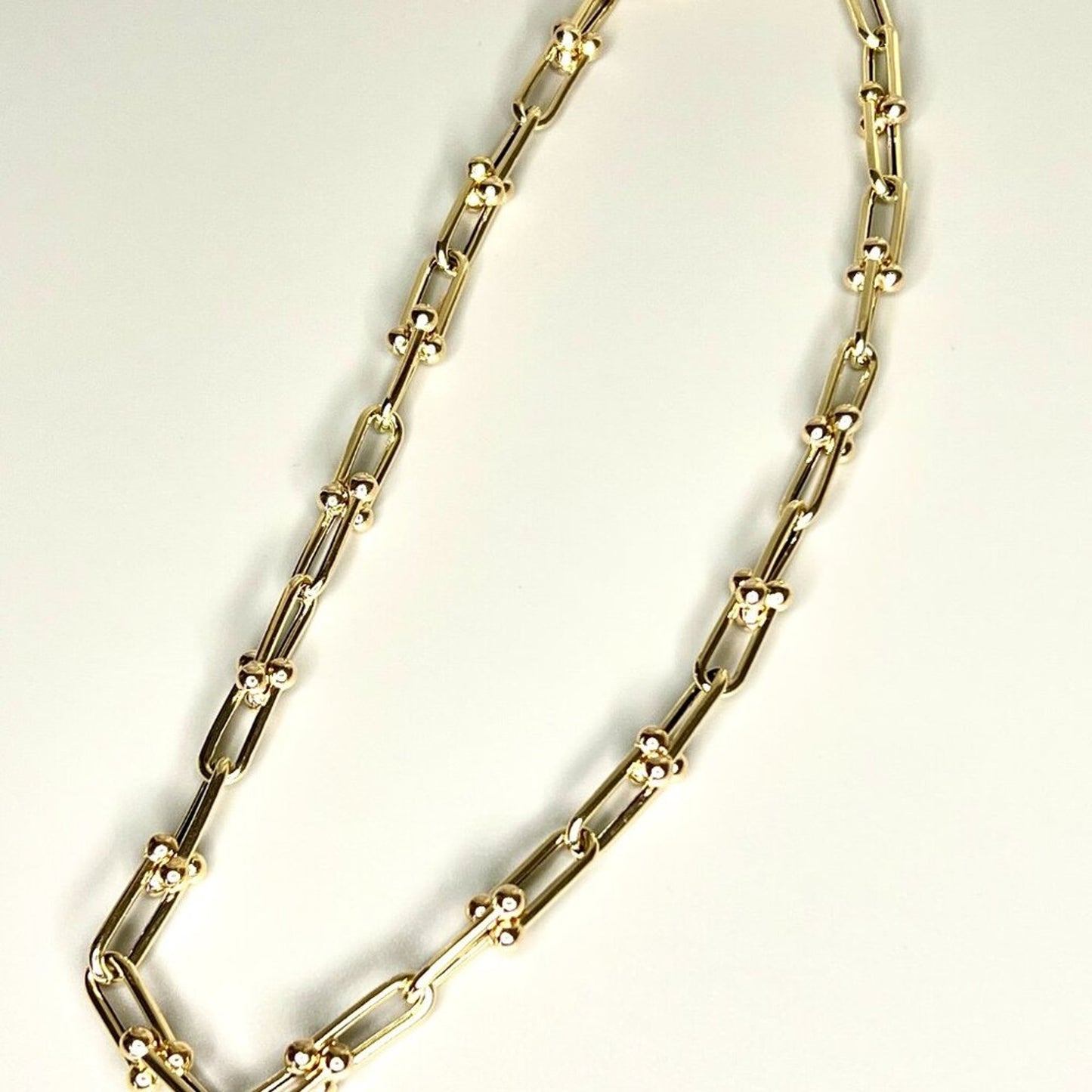 New 14K Gold Polished Fancy Open Link Necklace, By Leslies Jewelry