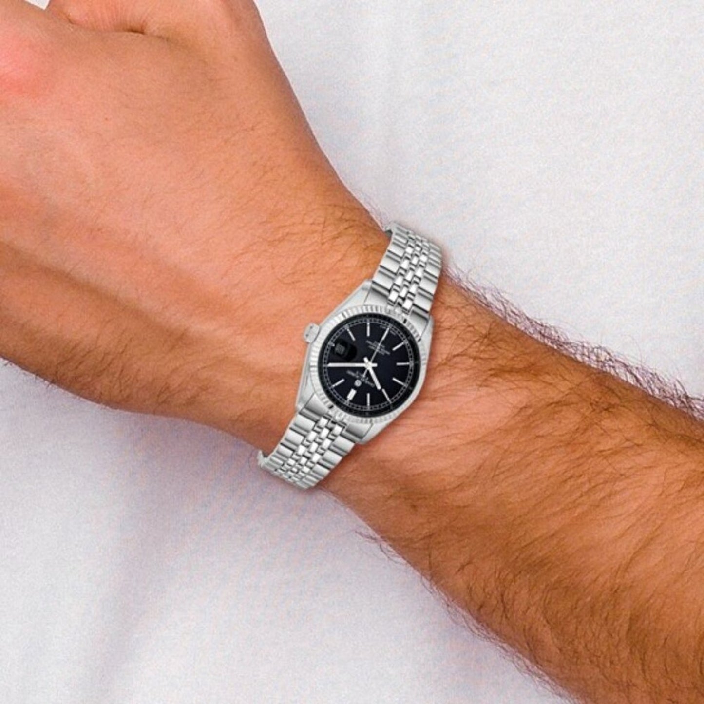 Charles Hubert Men's Stainless Steel Watch - Black Dial - 35mm - NEW